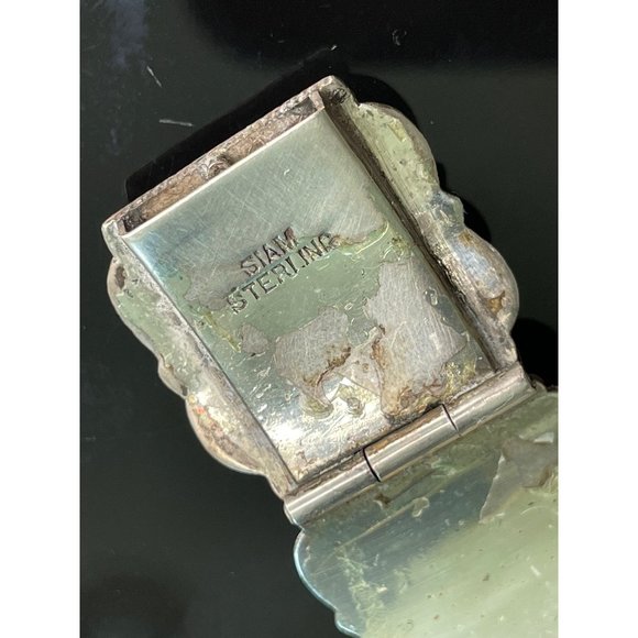 Sterling Silver Siam God Goddess Dancer Bracelet - Wide Niello 0.8" - Picture 4 of 9